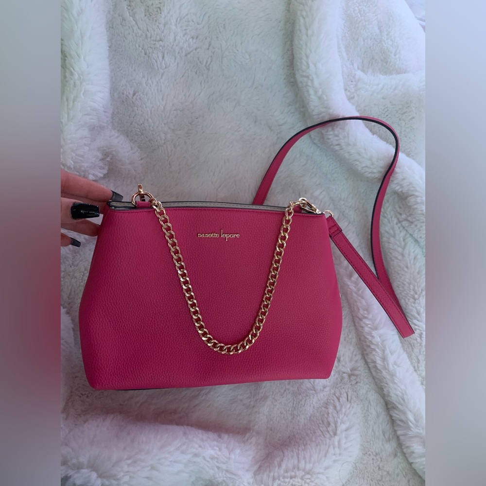 Nanette Lepore Flora Solid Convertible Double Section Satchel w/Crossbody PINK